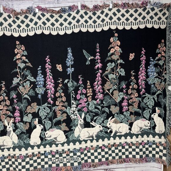 Vtg Claire Murray Goodwin Weavers Tapestry Blanket Throw Garden Cottage Core - Picture 3 of 10